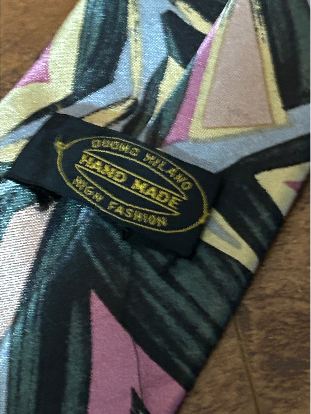 Handmade Geometric Pattern Silk Tie - Picture 2 of 2